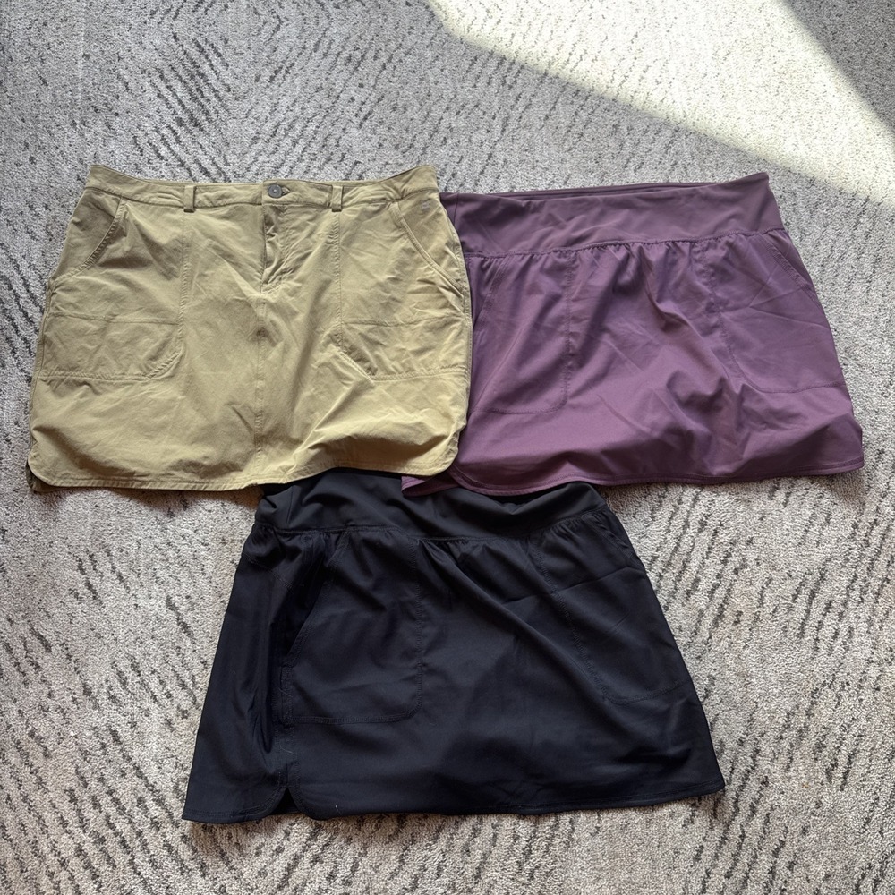 Women's Lot Of 3 Skirts With Pockets Eastern Mountain Sports Zuda Xl/16 Athletic